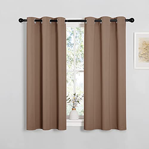 Image of NICETOWN Blackout Window Curtains and Drapes for Kitchen, Window Treatment Thermal Insulated Solid Grommet Blackout Drapery Panels (Set of 2, 34 by 45 inches, Cappuccino)