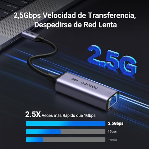 Adaptador USB C a Ethernet 2.5G de aluminio para MacBook Pro 2