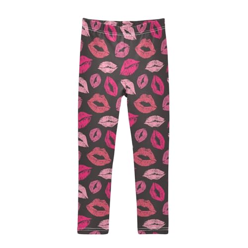 Girls Basic Leggings Baby Girls Pants Lips Lipstick Soft Footless Stretchy Tights Pants 4-10Y