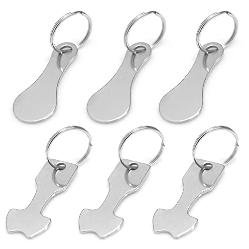 Descantador de carro de la compra de acero inoxidable, 6 piezas de metal con 6 piezas de mosquetón, redondo e irregular, para todos los carritos de la compra