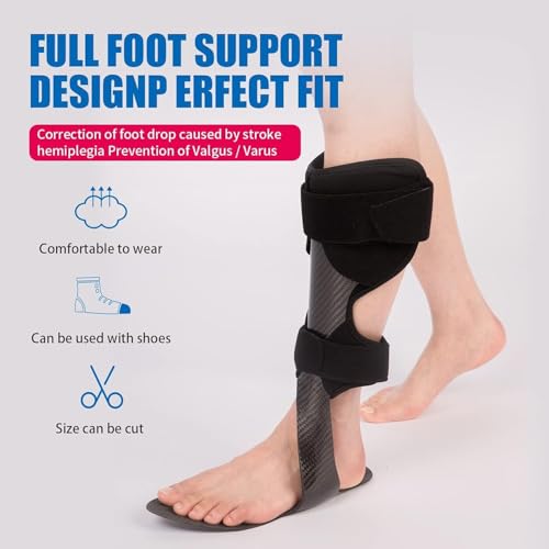 Soporte para pie caído, ortesis ligera para ayudar a la marcha, soporte ajustable y recortable para inestabilidad del tobillo y fascitis plantar