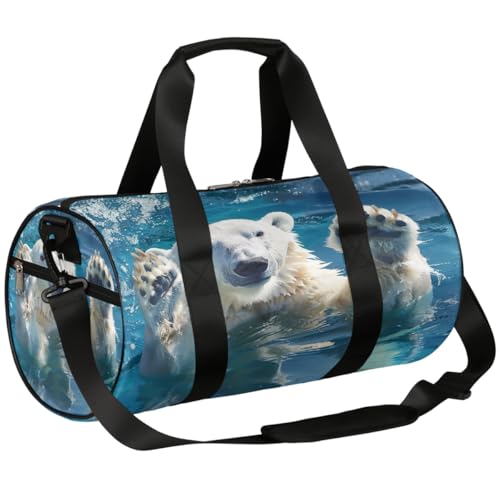 Borsone con scomparto per scarpe impermeabile motivo: orso bianco per nuoto viaggi fitness palestra fine settimana Orso Bianco Nuoto