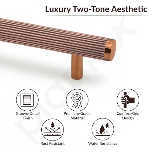 Image of Plantex Stainless Steel & Aluminium Cabinet Handle /600mm Wardrobe Handle for Home /Cupboard Door Pull-Push Handles for Office - Pack of 2 (Rose Gold)