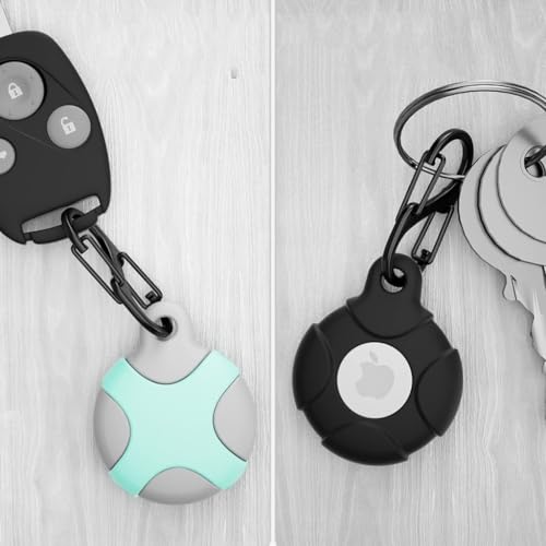 Image of ZORBES 2 Packs Airtag Keychain for Apple Airtag Holder, Anti-Lost Airtag Case Shockproof Airtag Cover Scratch Resistant Protective Cover Case for Key, Bag, Pet, Cat, Dog, Luggage, Not Include Airtag