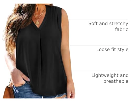 Image of Eytino Womens Plus Size Tank Tops Summer Sleeveless V Neck Casual Loose Chiffon Blouse Office Work Shirts(1X-5X)