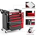 Tool Chest 5-Drawer | Rolling Tool Chest with Wheels/Side Drawer | Drawers Integrated Lockable | Tool Cart/Cabinet with Drawers for Garage Storage,Workshop | Safety Rounded Corner Anti-collision | Red
