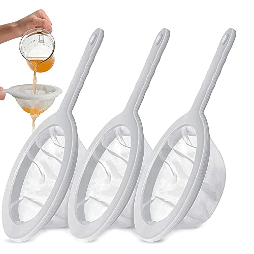 3 Stück Sieb Fein - Haarsieb Sieb Küche, 100/200/400 Mesh Ultrafeines Trichterfilter, Mit Kunststoff Rutschfesten Griffen für Saft, Milch, Kaffee