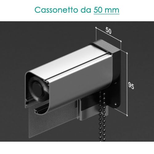 Zanzariera a Rullo Verticale con Catenella | Zanzariera per Finestra e Porte-finestre | con Rete in Fibra di Vetro | Antivento | Istruzioni in Italiano | Personalizzabile | Made in Italy