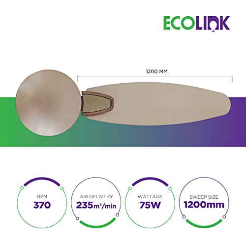 Image of EcoLink Petal Premium Decorative Easy Clean Ceiling Fan - 1200MM (Petal, Victorian Gold), Standard- Pack of 1