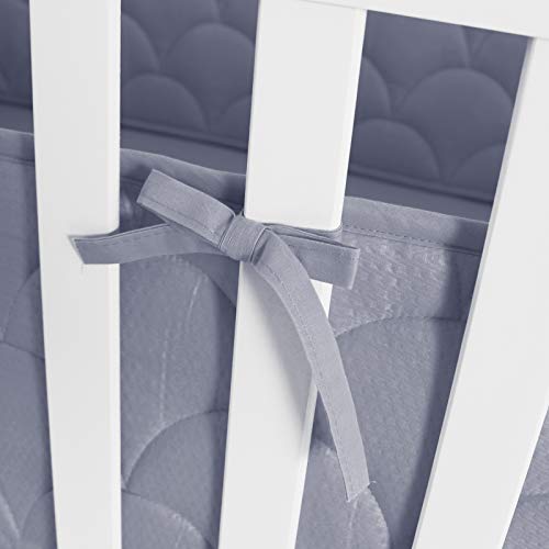 Breathable Crib Liner Pad for Baby, Crib Safety Guard Pad with Thick Padding, Nursery Crib Liner Protector for Boys Girls, Grey