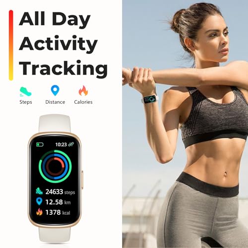Image of Fitness Tracker Smart Watch, Gold Star, 1.47 inch Full Touch 24 /7 Heart Rate & Blood Oxygen Monitor, Sleep Tracker, 3ATM Waterproof, Step Tracker Activity Tracker, For Women Men