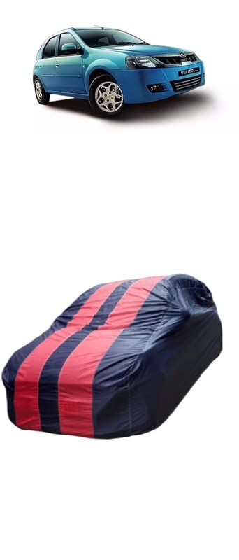 Malti Waterproof Car Body Cover Compatible for Mahindra Verito Vibe with Triple Threads Stitches in Red and Blue Stripe