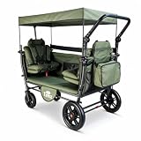 TMZ Collapsible Bench Wagon Cart with 2 Folding Seats (Green)