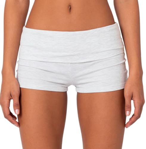 Image of Women Low Waist Lounge Shorts Fold Over Skinny Pajamas Shorts Summer Casual Pj Bottom Sleep Shorts