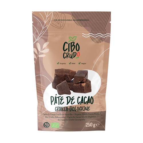 Pâte de Cacao Cru Criollo Bio en Morceaux - 250g. Cacao 100% Pur Traité à Basse Température. Pate de cacao du Pérou. Contient Antioxydants et Minéraux....