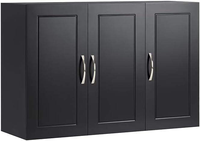 Haotian Wall Cabinet for Laundry Room, Storage Medicine Cabinet for Bathroom Kitchen Garage, Linen Tower Bath Cabinet, Floading Cabinet with Shelf, Black FRG231-L-SCH Black (Plus)