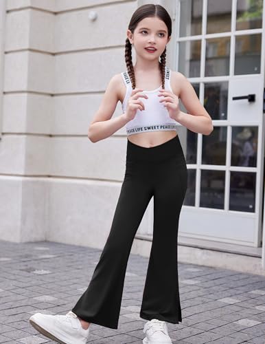 Zaclotre Calça legging feminina flare com bainha dividida cintura alta para ioga bootcut atlética in