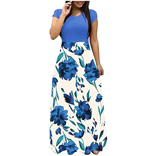 Vestidos femininos de manga curta floral para mulheres gola canoa camisa havaiana maxi vestidos long