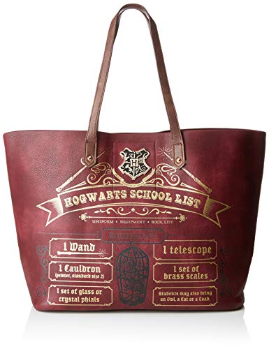 Bioworld Merchandising - Sac Cabas Harry Potter Hogwarts School List, Bolsos totes Mujer, Rojo (Bordeaux), 15x32x48 cm (W x H L)