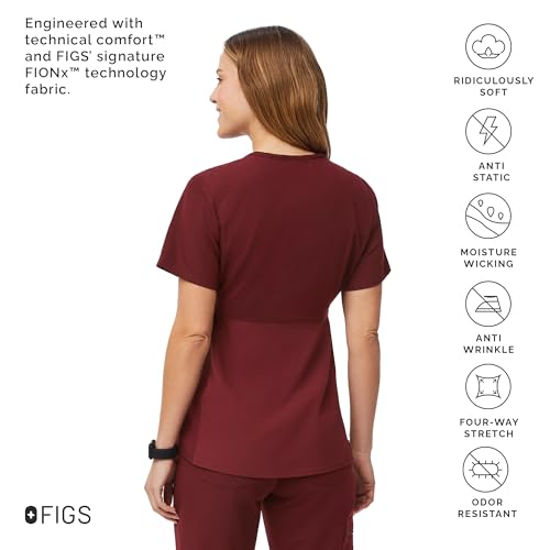 FIGS Octavia Maternity Scrub Top for Women — V-Neck, One Pocket, Curved High-Low Hem, 4-Way Stretch