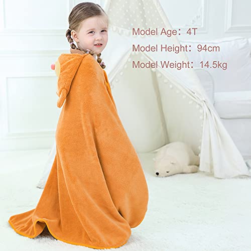 Image of MICHLEY Unisex Hooded Baby Towel Soft Absorbent Washcloths Cartoon Beach Swimming Bathrobe 27.5 inch x 47 inch for 0-7T Toddler(Monkey)