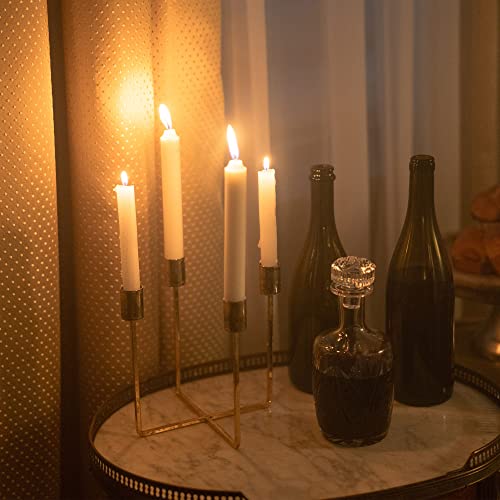 Defined Deco Candlestick Holders Taper Candle Holders,Gold Metal Candelabra 4-Candle,Decorative Candle Holder for Dining Room, Centerpiece, Table, Wedding, Mantel, Candlelight Dinner, Party(Set of 2