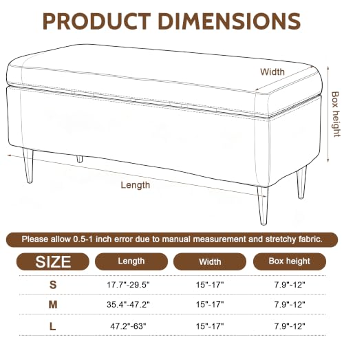 Image of FUANGUI Waterproof Ottoman Cover Slipcovers Rectangular Folding Stretch | Storage Bench Footrest Sofa Stool Covers Footstool Protector with Elastic Bottom, Removable Washable,Large