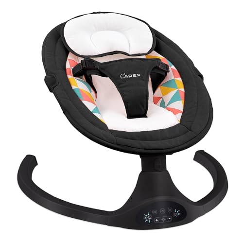 Image of LAREX Baby Swings Electric Baby Swing Bluetooth Infant Swing Portable Rocker with 5 Speeds, 1 Seat Position, Remote Control, Black