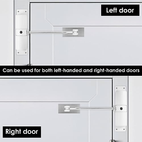 YERENCY Automatischer Türschließer mit 4 Schrauben und Einstellhebel für Zuhause, Büro, Schlafzimmer, 17cm Länge, Weiß, Zinklegierung, Zink