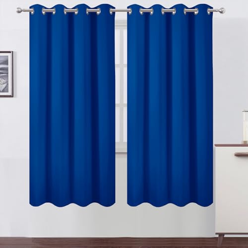 Image of LEMOMO Blackout Curtains 66 x 72 Inch Long Royal Blue Curtains Set of 2 Panels Room Darkening Curtains for Bedroom and Living Room