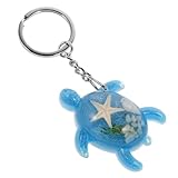 POPETPOP Llavero Colgante de Resina con Diseño de Tortuga Adorable Ligero y Compacto Accesorio Decorativo para Bolsos y Llaves Color Azul Perlado