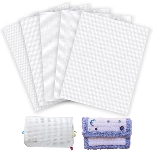 Folhas de tela de malha de plástico, 5 peças, folhas de tela de malha de 7 unidades para bordado, ponto cruz, tela de malha Aida para artesanato DIY, projetos de crochê de tricô de fio acrílico (25,9