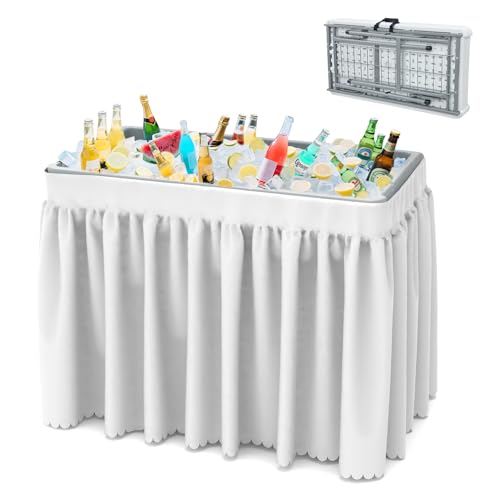 SHAREWIN Folding Ice Cooler Table, Skirt &Drain Hose...