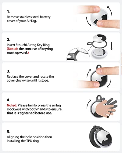 Image of Stouchi Air Tag Holder Key Ring with Soft TPU Case, Stainless Steel