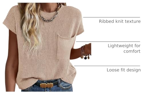 Image of KIRUNDO Summer Fall Short Sleeve Sweater for Women 2026 Casual Sweater Vest Cotton Knit Pullover Tank Tops Fashion Clothing