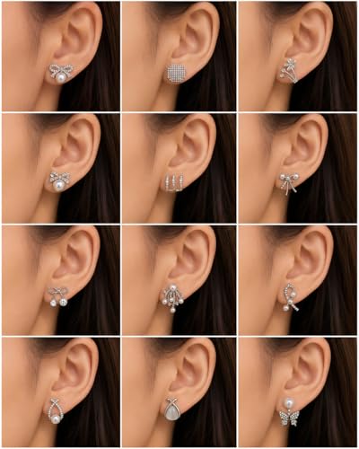 Image of Shining Diva Fashion 12 Pairs Set Earrings for Women Girls with Stylish Organizer Box | Valentine Birthday Rakshabandhan Gifts for Girls Girlfriend Wife Sister