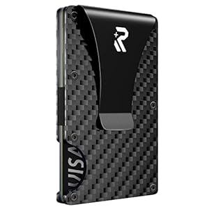 RealPlus Carbon Fiber Wallet, RFID Blocking Card Holder for Men, Minimalist Money Clip-Gifts for Men, Fathers…