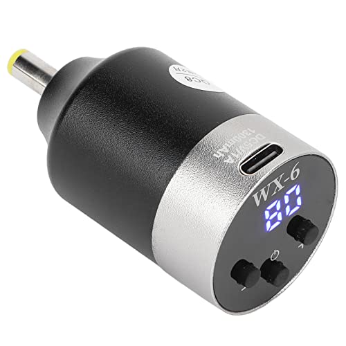 Fuente de Alimentación Inalámbrica para Tatuajes, Mini Batería Portátil para Tatuajes Fuente de Alimentación con Pantalla Digital LED, 1300 MAh Recargable DC USB Tattoo Power Bank(CC de plata) Cover