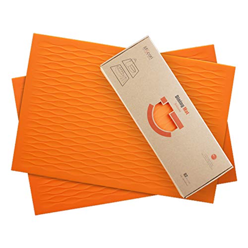 liflicon Placemats Set of 2 Silicone Dining Table Place Mats Pet Food Place Mats Non-Slip Trivet Mats Heat-Resistant Placemats Stain Resistant Anti-Skid Table Mats Size 1772x1181-Orange
