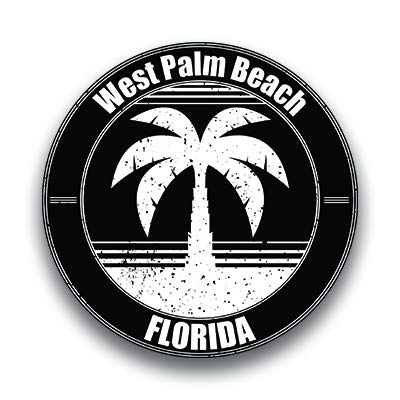 West Palm Beach Vinyl Decal Sticker Vacation Explore Memory Souvenir Waterproof 2 Pack 3 Inch Round Premium Quality Vinyl UV Protective Laminate PD1822