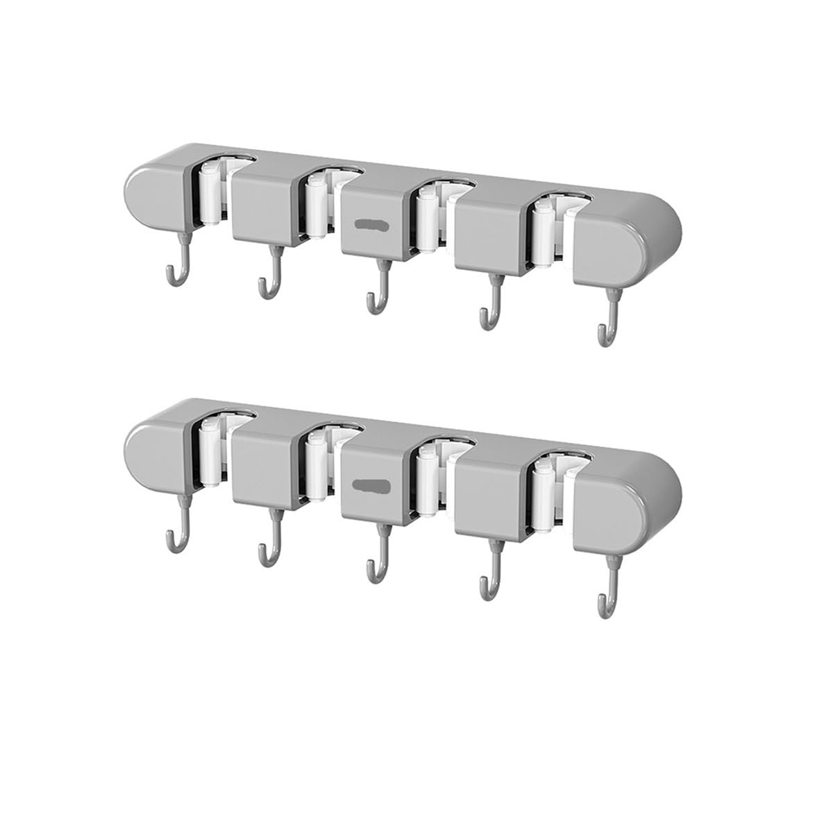 1/2 soportes para escobas con ganchos, montaje en la pared, estante de almacenamiento para escobas sin taladrar (gris, 2 piezas)