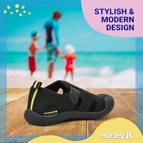 Image of Hurley Kona Toddler Water Shoes - Beach Essentials, Girls and Boys Closed Toe Sandals, Lightweight, Breathable, Kids Water Shoes with Non-Slip Sole and Adjustable Straps, Outdoor Toddler Swim Shoes