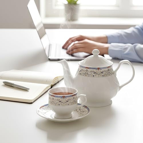 Image of U.P.C. Kettle Set /Tea Set with Saucer of 15 Pcs (1 Kettle + 6 Saucers+ 6 Cups +1 Milk Pot + 1 Sugar Pot) (KettleSet- TS03)