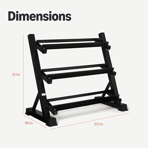 Image of Amazon Basics 3-Tier Adjustable Dumbbell Weight Rack, Sturdy Steel Stand Only, Black