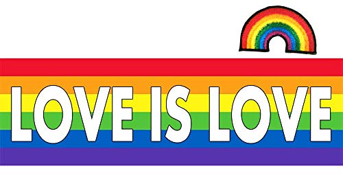 LGBT Pride Rainbow Love is Love Sticker Decal, NOT Magnetic, Comes with a Rainbow Iron Patch Vinyl Bumper Flag, Vertical Stripes on Your Locker Wall Window or for Cars and Trucks LGBT Pride Rainbow Love is Love Sticker Decal, NOT Magnetic, Comes with a Rainbow Iron Patch Vinyl Bumper Flag, Vertical Stripes on Your Locker Wall Window or for Cars and Trucks