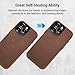 Belemay Compatible with iPhone 15 Pro Leather Case Magsafe - Top Grain Vintage Crazy Horse Leather - Metal Buttons & Camera Bezel Bump - Slim Fit & Soft - Premium Phone Cover (6.1-inch) Retro Brown
