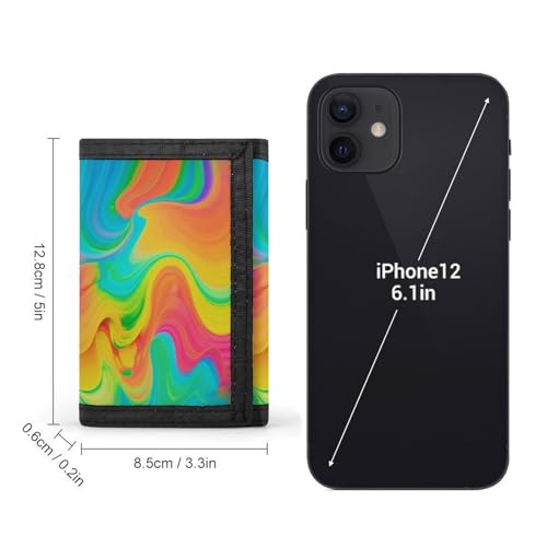 Rainbow Color Abstract Illustration Print Trifold Wallet with ID Window & Key Ring | Slim Front Pocket Wallet with 8 Card Holder2