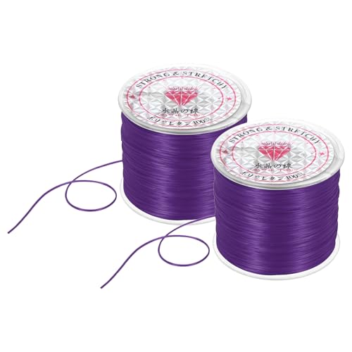 DMiotech 2 Rolls Elastic String for Bracelets, 0.8mm Stretch Bead Cord for Jewelry Making, Necklaces and Bracelet Making Purple, 100m