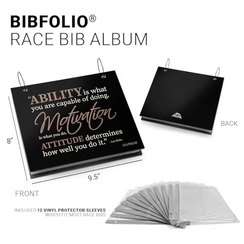 Gone For a Run BibFOLIO Race Bib Album | Bib Holder Ability, Motivation, & Attitude Quote | Black