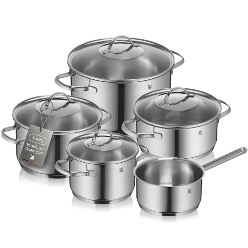 WMF Provence Plus Topfset 5-teilig für Induktion und alle Herdarten, Töpfe aus Cromargan Edelstahl mit Glasdeckel, breitem Schüttrand, spülmaschinenfest...